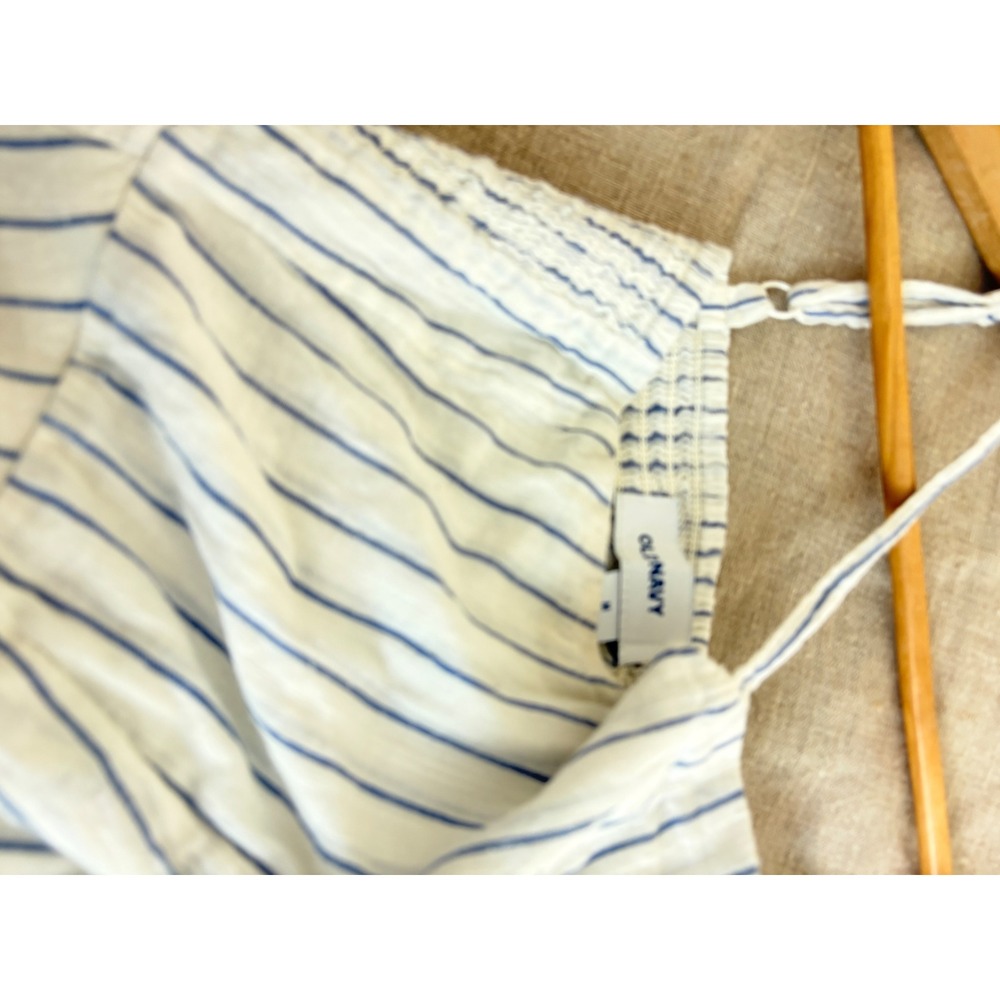 Old Navy Womens Blue White Striped Smocked Back Ruffle Mini Dress Size M - Picture 4 of 8